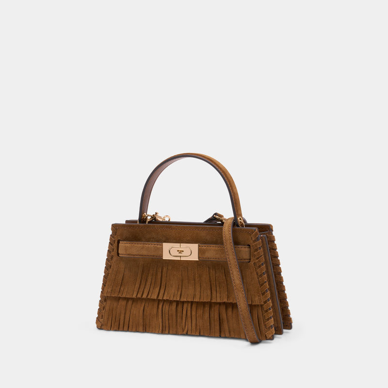 Sac À Main Lee Radziwill Petite Fringe Mini Top Handle - Tory Burch - Cuir - Kaki