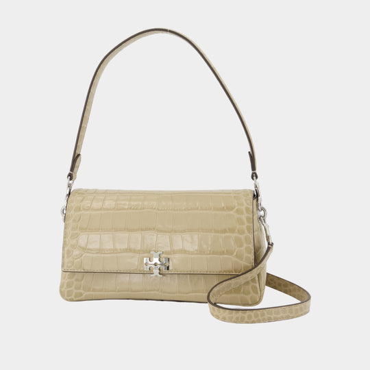 Sac Porté Épaule Charlie Small - Tory Burch - Cuir - Beige