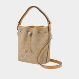 Sac À Main T-Monogram Bucket - Tory Burch - Cuir - Beige
