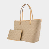 Cabas T-Monogram Zip - Tory Burch - Cuir - Beige