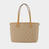 Cabas T-Monogram Small Zip - Tory Burch - Cuir - Beige