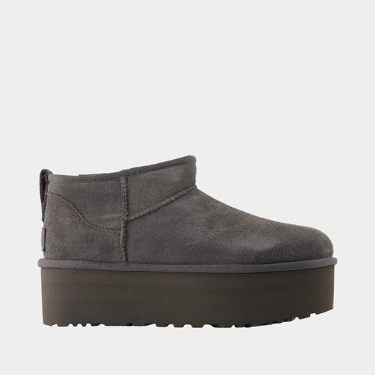 Bottines Classic Ultra Mini Platform - UGG - Cuir - Gris