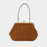 Pochette Large Weave Straw Kisslock 27 - Coach - Cuir - Marron