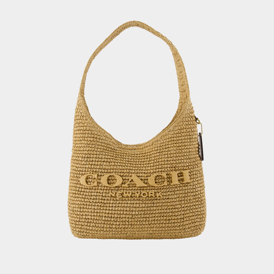 Sac Porté Épaule Weave Straw Brooklyn 28 - Coach - Cuir - Beige