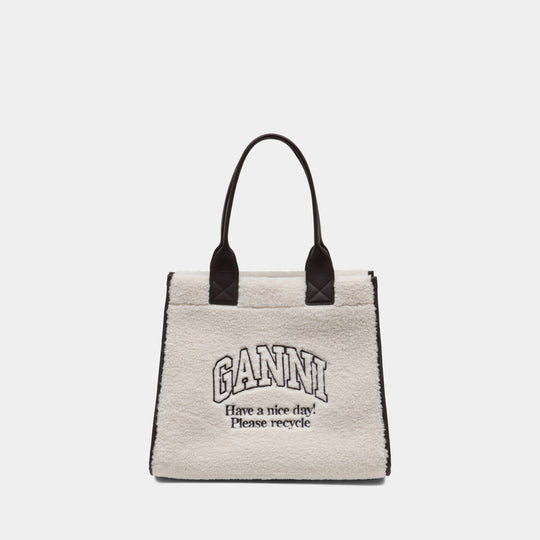 Cabas Shopper Xxl Shearling - Ganni - Synthétique - Blanc