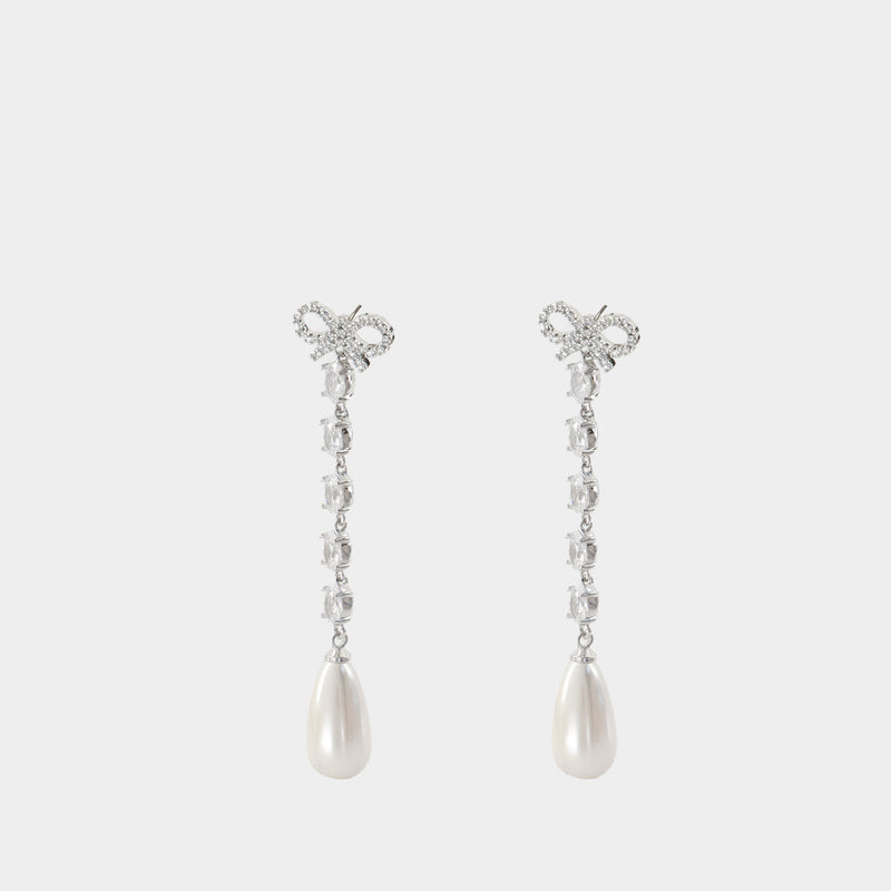 Boucles D'oreilles Bow Pearl Droplet - SELF PORTRAIT - Métal - Argenté