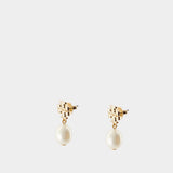 Boucles D'oreilles Moondance Pearl Drop - Tory Burch - Métal - Doré