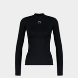 T-Shirt Moon Logo Strass Highneck - Marine Serre - Nylon - Noir