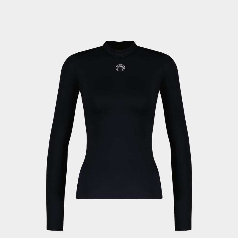 T-Shirt Moon Logo Strass Highneck - Marine Serre - Nylon - Noir