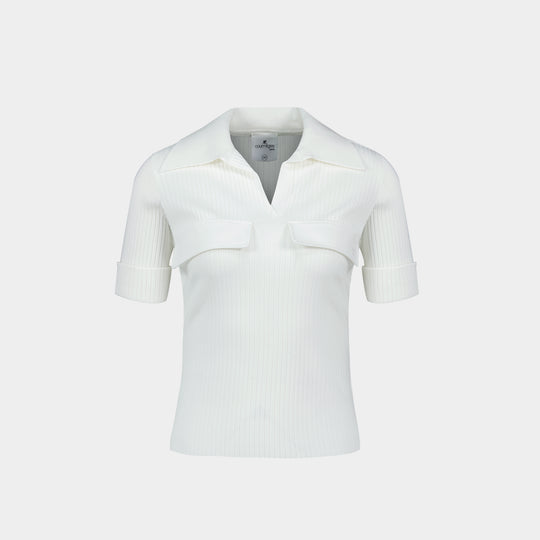 Polo Ribbed - Courreges - Viscose - Blanc