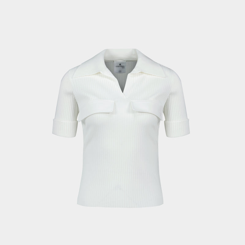 Polo Ribbed - Courreges - Viscose - Blanc