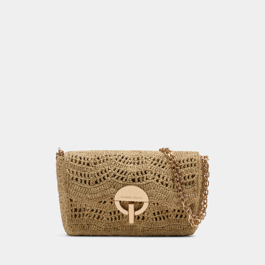 Sac À Bandoulière Moon Moyen - Vanessa Bruno - Raphia - Beige