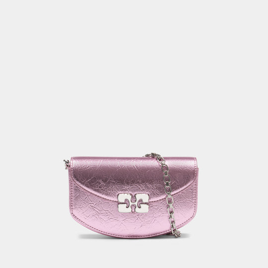 Wallet On Chain Lulu Crushed - Ganni - Synthétique - Rose