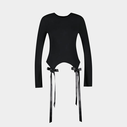 T-Shirt Bow Tail Easy Long Sleeve - Simone Rocha - Synthétique - Noir