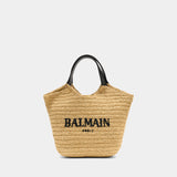 Cabas Mini - Balmain - Raphia - Beige