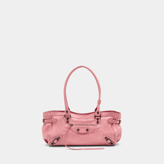 Sac Porté Épaule Le City East West - Balenciaga - Cuir - Rose