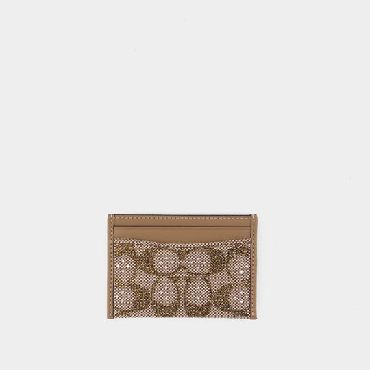 Porte Carte Crystal Signature Essential - Coach - Coton - Beige