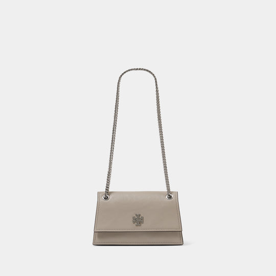 Sac À Bandoulière Kira Turnlock Mini - Tory Burch - Cuir - Gris