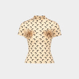 T-Shirt Moon Pompons Ss Crewneck - Marine Serre - Coton - Beige