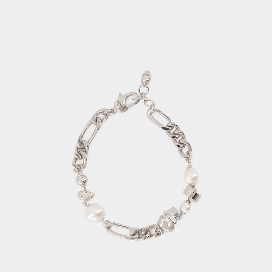 Bracelet Skl & Pearl - Alexander McQueen - Métal - Argenté