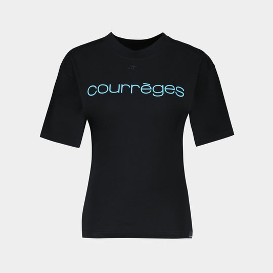 T-Shirt Waisted Printed - Courreges - Coton - Noir