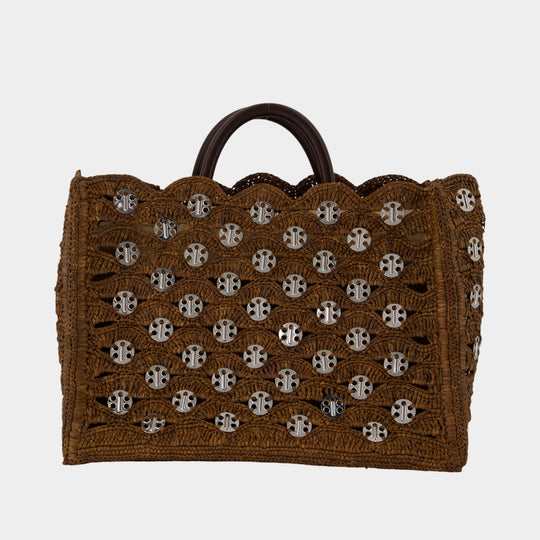 Cabas - Rabanne - Raphia - Marron