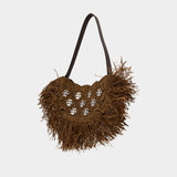 Sac Porté Épaule - Rabanne - Raphia - Marron