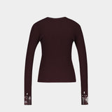Cardigan Contrasted - Courreges - Laine - Bordeaux