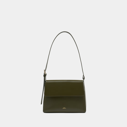 Sac Porté Épaule Virginie Flap - A.P.C. - Cuir - Kaki