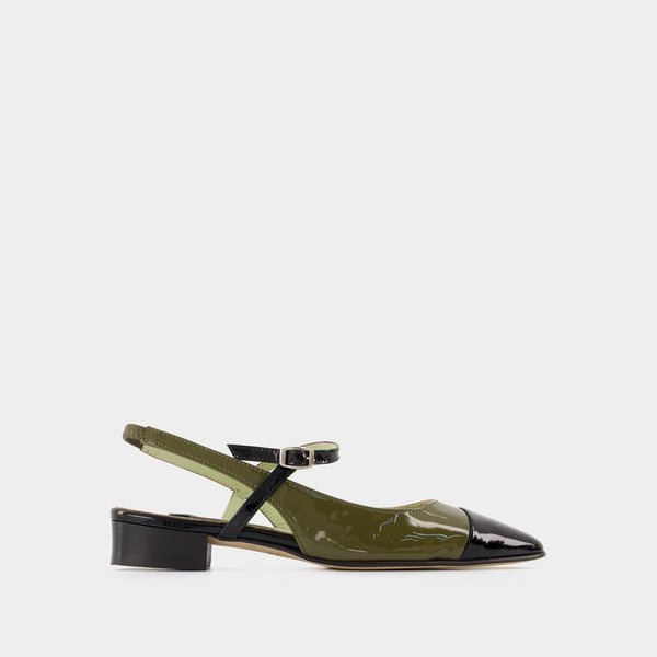 サンダル・ミュール Oceano 24 Sandals - Carel - Leather - Khaki Oceano - Multi platinum leather slingback | Carel Paris