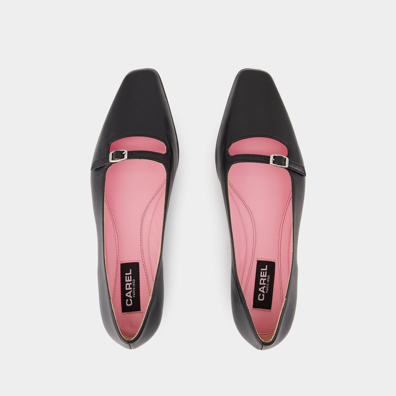 Ballerines Emilie - Carel - Cuir - Noir