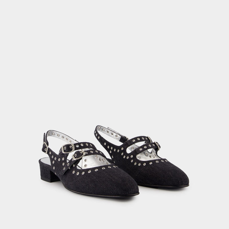 Sling Back Queen - Carel - Denim - Black