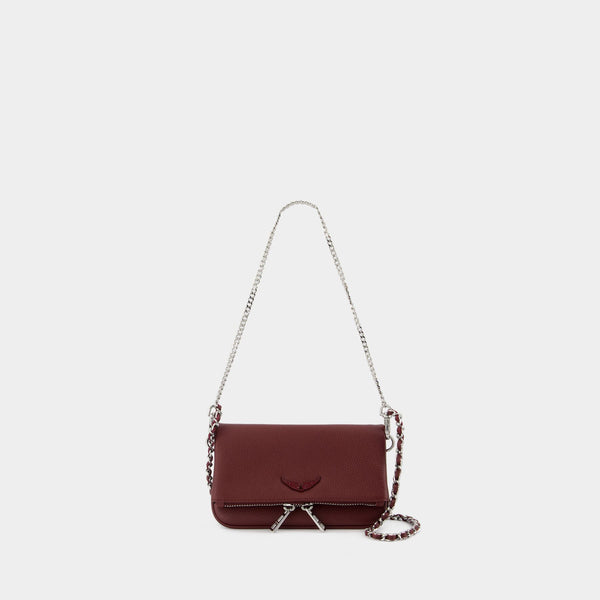 Sac À Bandoulière Rock Nano Zadig Voltaire Cuir Bordeaux