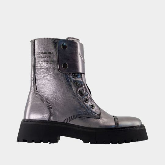 Bottines Joe Fast - Zadig & Voltaire - Cuir - Argenté