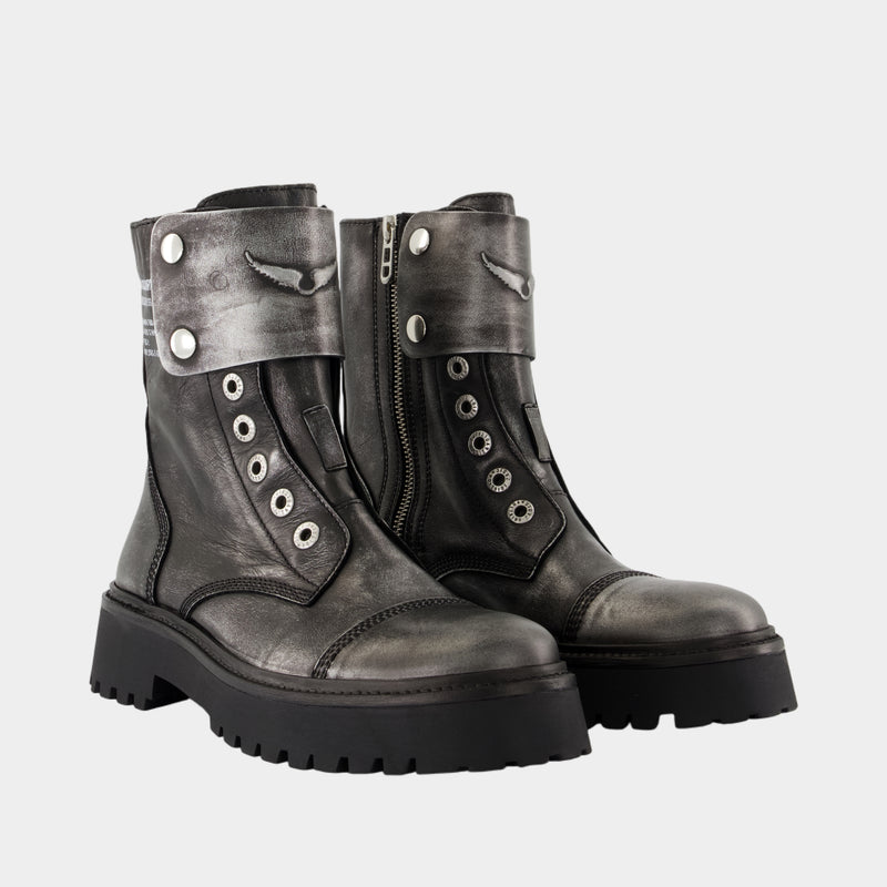 Bottines Joe Fast - Zadig & Voltaire - Cuir - Noir
