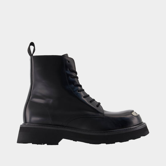 Bottines New Kenzo Smile Lace Up Boots - Kenzo - Cuir - Noir