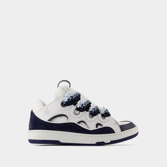 Sneakers Curb - Lanvin - Cuir - Blanc/Bleu