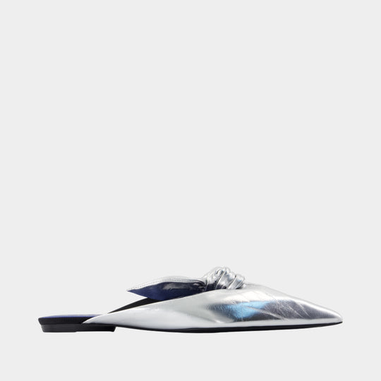 Mules Bow - Lanvin - Cuir - Argenté
