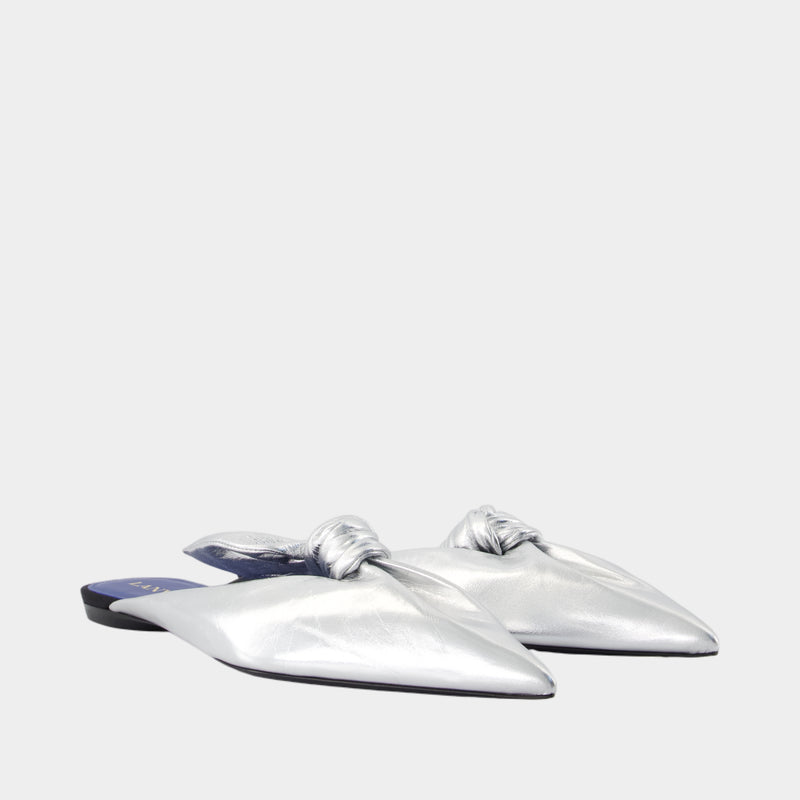 Mules Bow - Lanvin - Cuir - Argenté