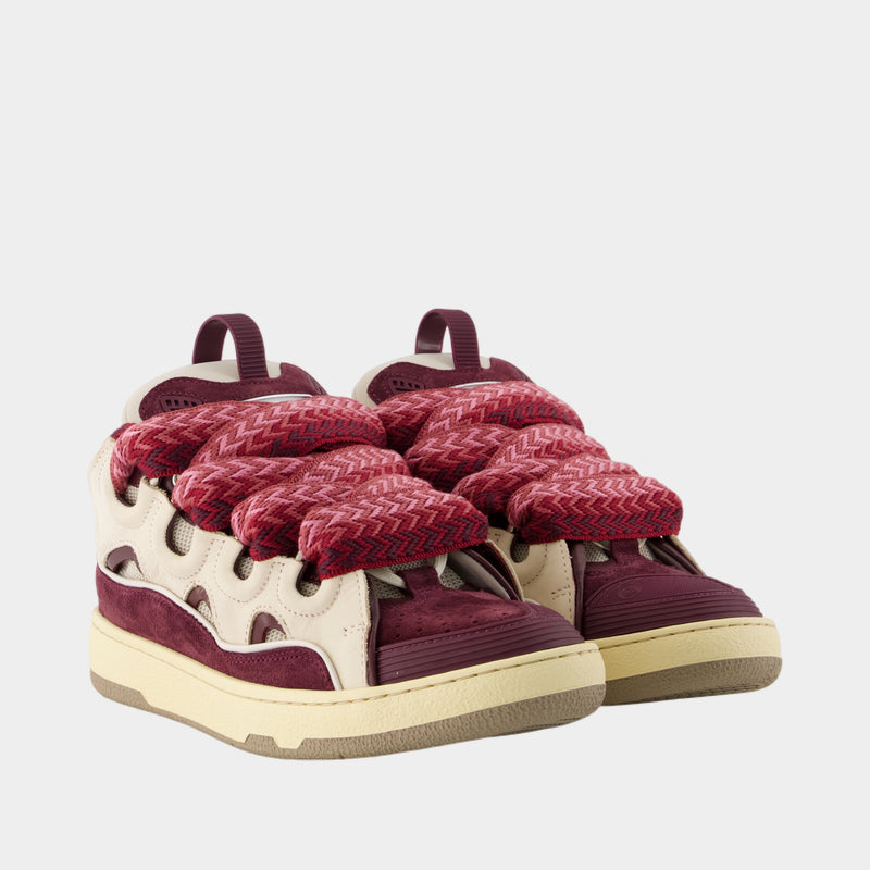 Sneakers Curb - Lanvin - Synthétique - Beige/Bordeau