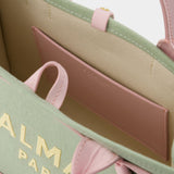 Cabas B-Army Small - Balmain - Toile - Vert/Rose/Jaune