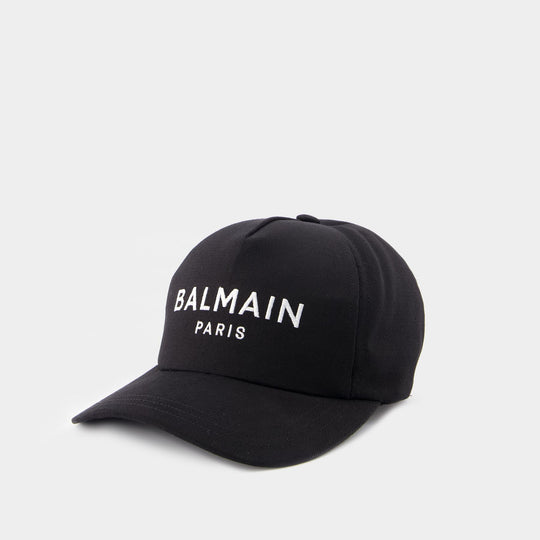 Casquette Brodée - Balmain - Coton - Noir/Blanc