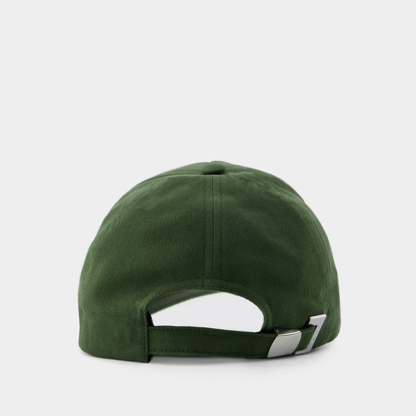 Casquette Brodée - Balmain - Coton - Kaki/Blanc