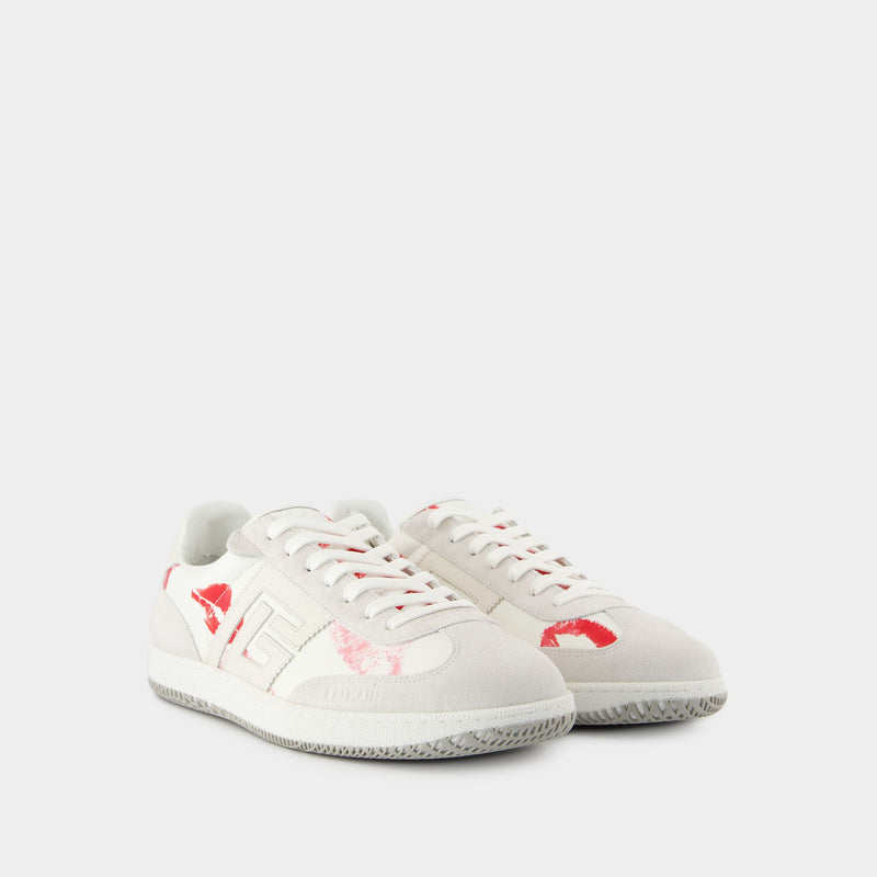 Sneakers Balmain Swan - Balmain - Cuir - Blanc/Rouge