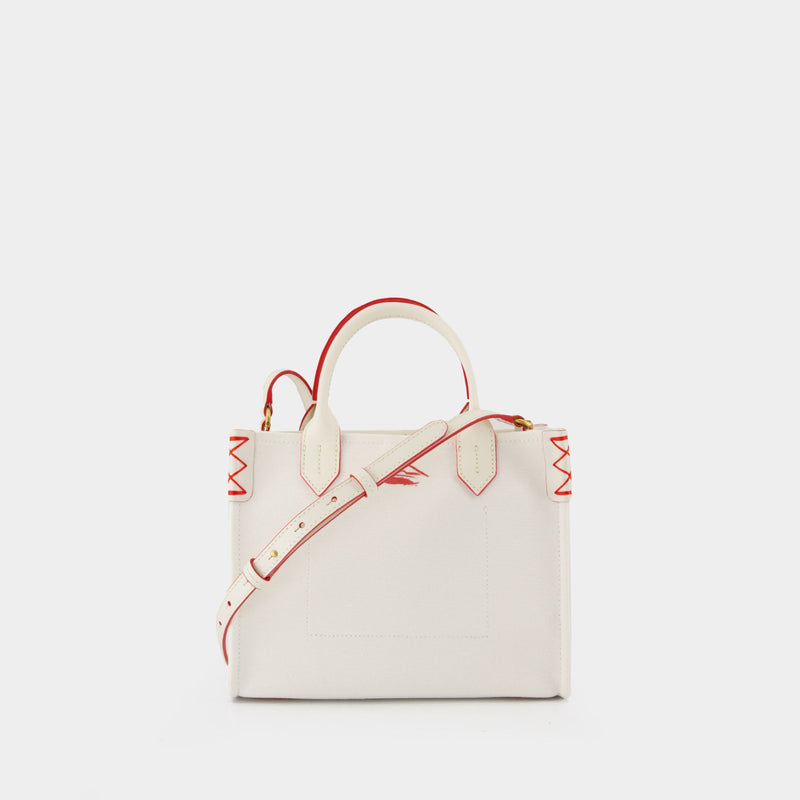 Cabas B-Army Small - Balmain - Toile - Blanc/Rouge