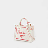 Cabas B-Army Small - Balmain - Toile - Blanc/Rouge