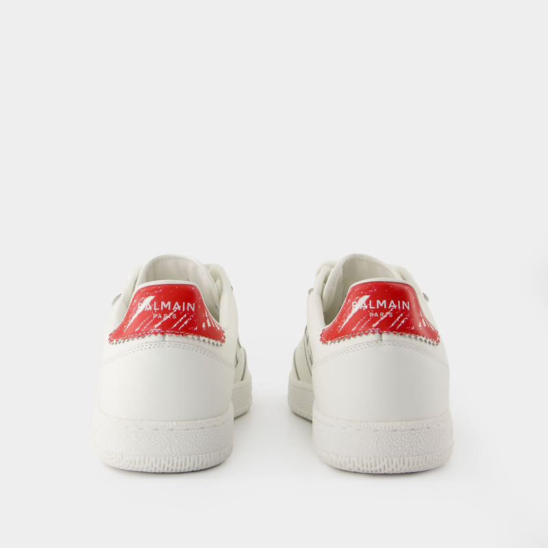 Sneakers Swan - Balmain - Cuir - Rouge/Blanc