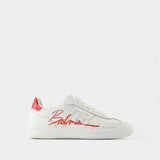 Sneakers Swan - Balmain - Cuir - Rouge/Blanc