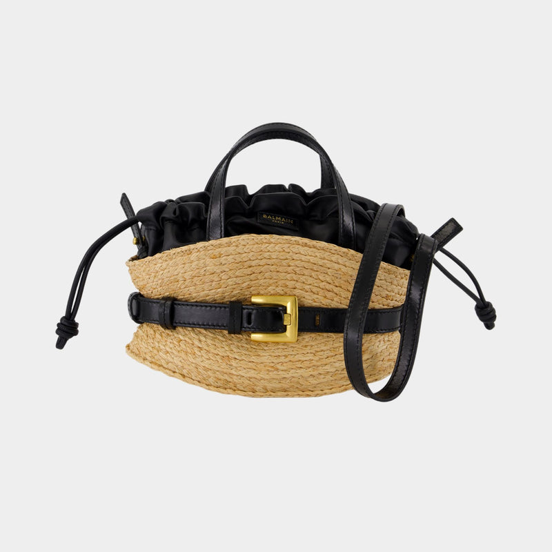 Sac À Main Shuffle Mini - Balmain - Raphia - Neutre