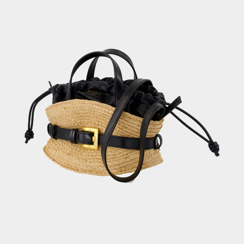Sac À Main Shuffle Mini - Balmain - Raphia - Neutre